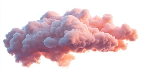 Pink sunset cloud isolated on white, design element