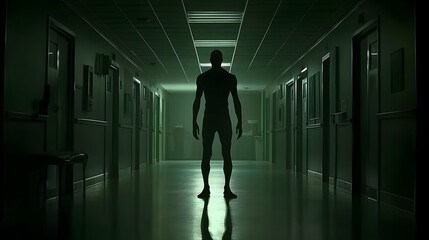Fototapeta premium Dark Hallway Silhouette Illustration