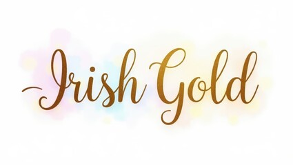 Elegant Gold Irish Gold Lettering on Pastel Watercolor Background