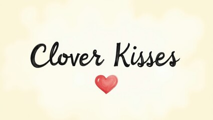 Romantic Clover Kisses Design with Painted Heart Valentine s Day Love Graphic
