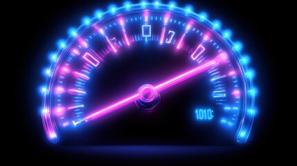 Neon Speedometer: Glowing Dial at Night