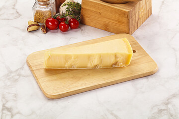 Hard parmesan cheese piece triangle