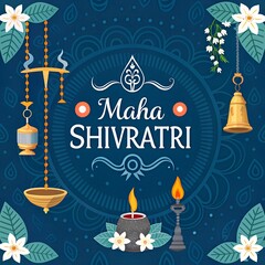 Naklejka premium Happy Maha Shivratri Greeting Background Template