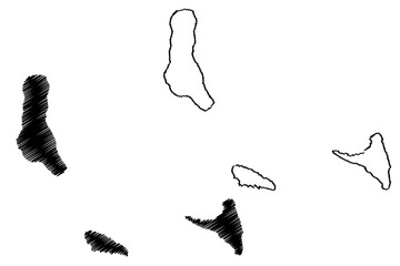 Comoros map vector illustration, scribble sketch Union of the Comoros