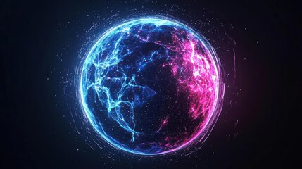 Obraz premium Glowing Digital Earth Sphere