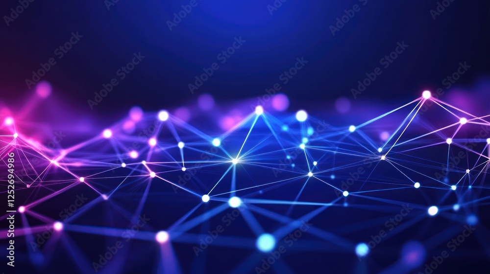 Aufkleber digital network connection, glowing nodes, abstract background, tech concept