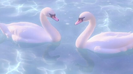 Naklejka premium Graceful and elegant swans gracefully gliding across a serene and calm lake