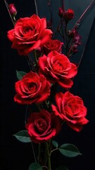 Obraz premium bouquet of red roses on black background