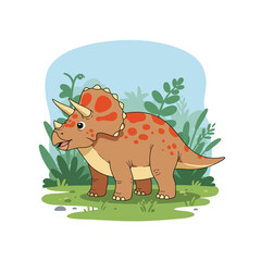 Cute Triceratops Dinosaur Cartoon Illustration