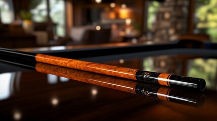 Naklejka premium Exquisite Billiard Cue: A Masterpiece of Craftsmanship
