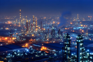 Fototapeta premium Night Industrial Complex Illustration