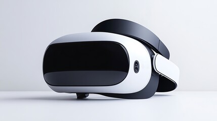 White VR headset, modern tech, studio shot, future tech background, website banner