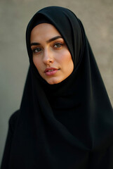Naklejka premium Portrait of a woman wearing black hijab