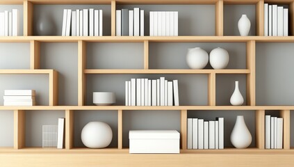 Minimalist Bookcase Filled with Books and Decorative Items