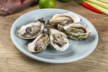 Raw fresh wild oyster dish