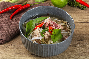 Vietnamese Pho Bo soup with beef