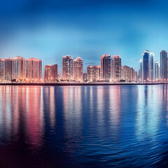 Fototapeta premium Night Cityscape Reflection