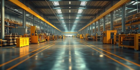 Vast Industrial Factory Interior: A Glimpse into Modern Manufacturing