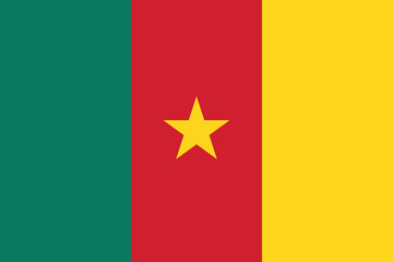 Flag of Cameroon. Cameroon flag. Flag icon. Standard color. Standard size. A rectangular flag. Digital illustration. Vector illustration.
