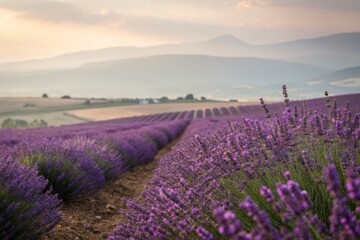 Fototapeta premium Timeless Lavender Fields: Pristine Duotone Tilt-Shift Photography for Branding