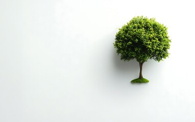 Miniature tree on white background. Possible use Educational, environmental, or artistic project