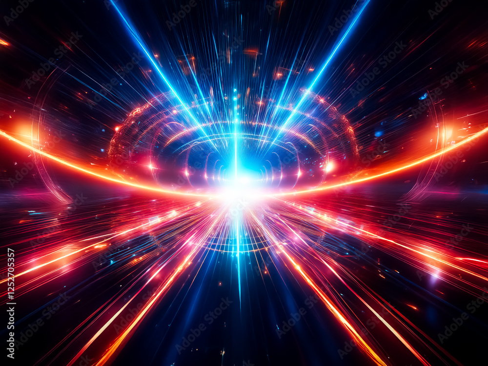 Aufkleber a vibrant, abstract depiction of a futuristic portal or wormhole. glowing energy streams converge at