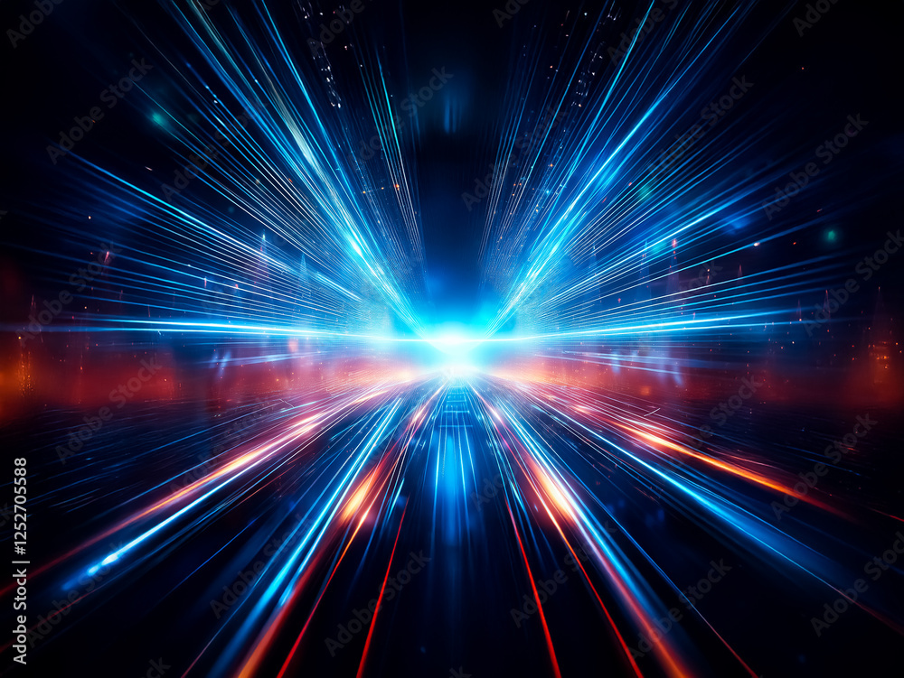 Aufkleber intense blue light streaks radiate from a central point, creating a dynamic, high-speed visual effec