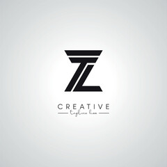 ZT TZ Letter Modern Artistic Alphabet Logo Design. Initial Based Vector Template.