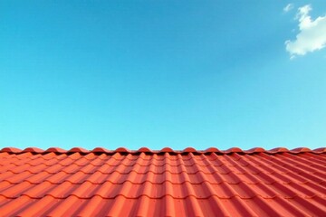 Vibrant Orange Roofline Against a Clear Azure Sky, a Symbol of Home Protection and Architectural Design Excellence