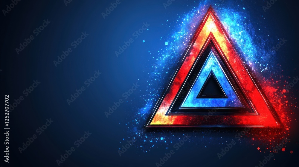 Poster Fiery ice triangles abstract background design