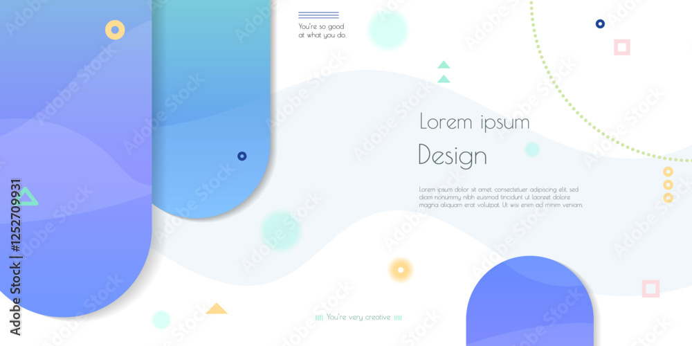Poster minimal abstract geometric shape, line and gradient color on white background. modern simple vector 