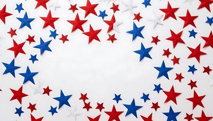 4th of July Celebration Background with Red, White, and Blue Star Confetti. 6