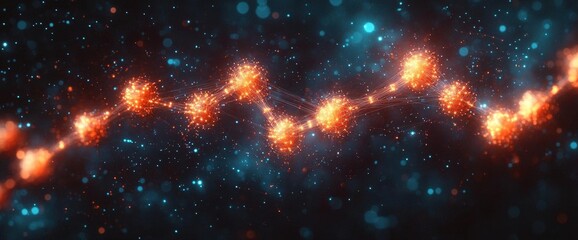 Fototapeta premium Abstract Glowing Fireworks Display In Dark Space