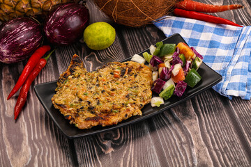 Tasty chicken steak with vegetables