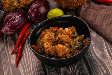Prawn with vegetables and oyster sauce