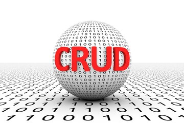 CRUD conceptual sphere binary code 3d illustration