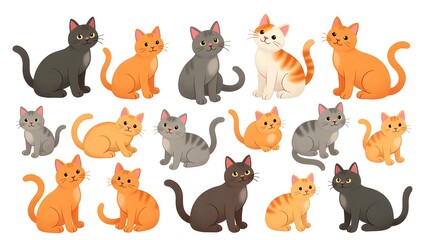 Obraz premium Cute cat collection cartoon image