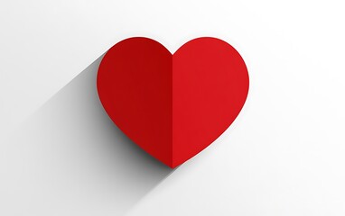 Red paper heart icon graphic, simple, minimalist, digital art, use in design projects