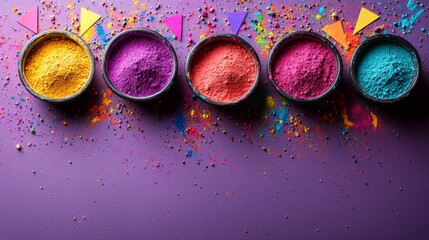 holi festival decorations on a purple background