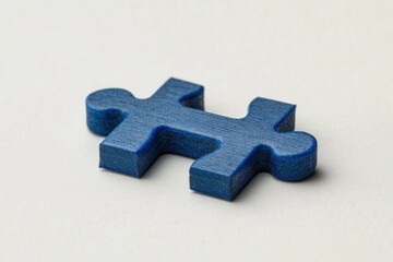 Fototapeta premium A single blue jigsaw puzzle piece rests on a surface