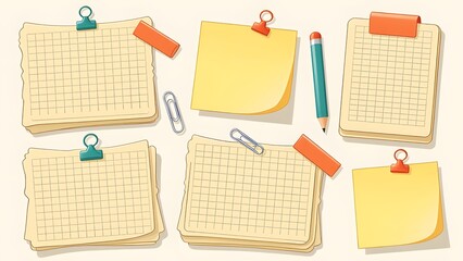 Colorful Sticky Note Ideas Set