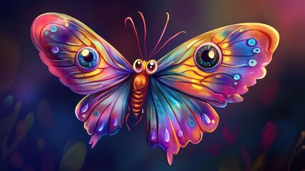 Fototapeta premium Vibrant Psychedelic Butterfly: A Surreal Masterpiece