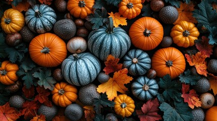 Autumnal Abundance: A Harvest of Pumpkins and Fall Foliage