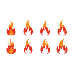 Fire Icon Set – Hand-Drawn Cartoon Flames Vector