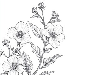 Fine line art of a plant with small flowers on thin stems