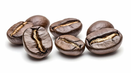 Roasted coffee beans closeup, studio shot. Food photography for menus or websites