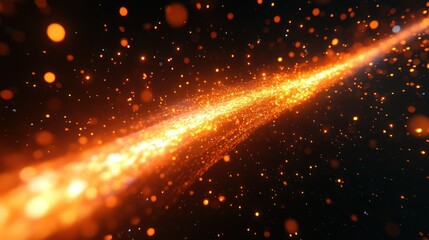 Abstract Cosmic Orange Trail of Light and Sparks
