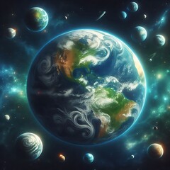 Mysteries of the Universe: Earth Surrounded by Planets in a Cosmic Landscape