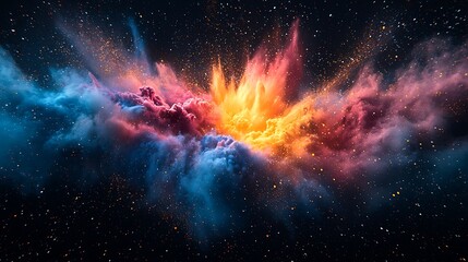 Fototapeta premium Cosmic Nebula Explosion Colorful Space Art Wallpaper