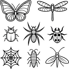 Insects, Spiders, and Arachnids A Collection of Line Art